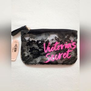 NWT Victoria's Secret Black Lace Coin Purse with Chain